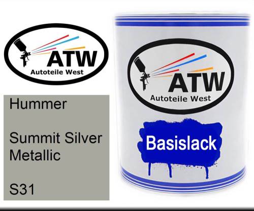 Hummer, Summit Silver Metallic, S31: 1L Lackdose, von ATW Autoteile West.